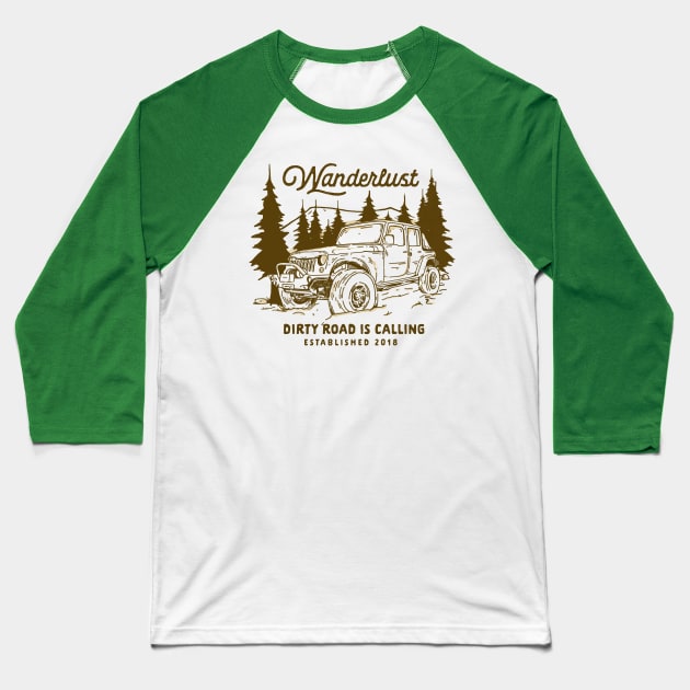 Wanderlust Jeep Baseball T-Shirt by eazy dead